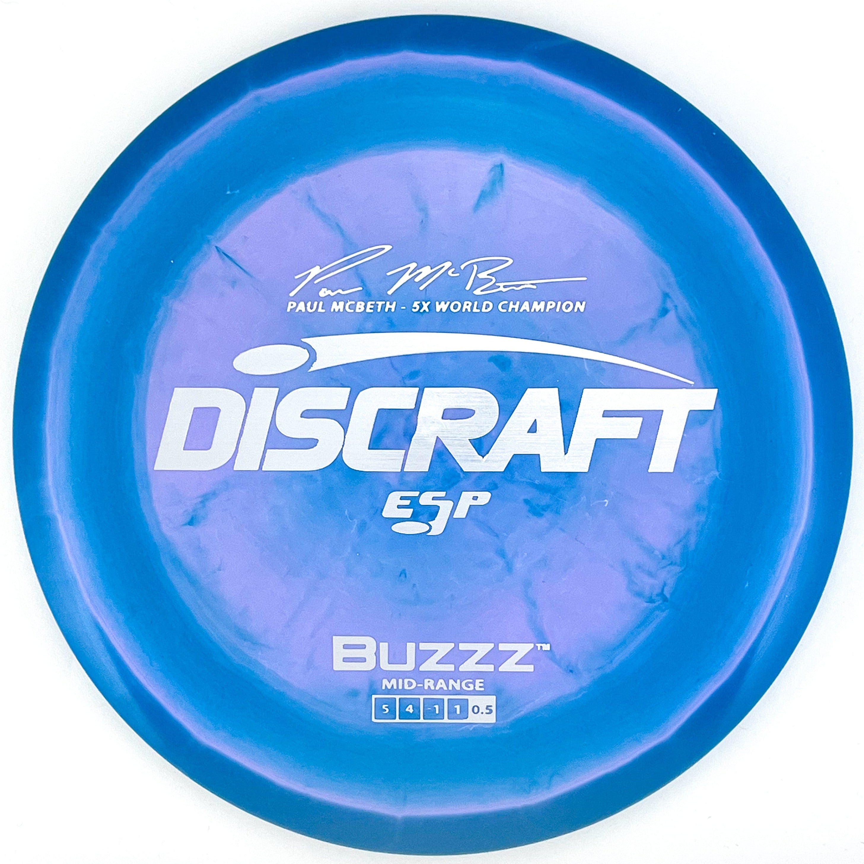 Blue 5x Paul McBeth ESP Buzzz disc golf midrange disc by Discraft Disc Golf.
