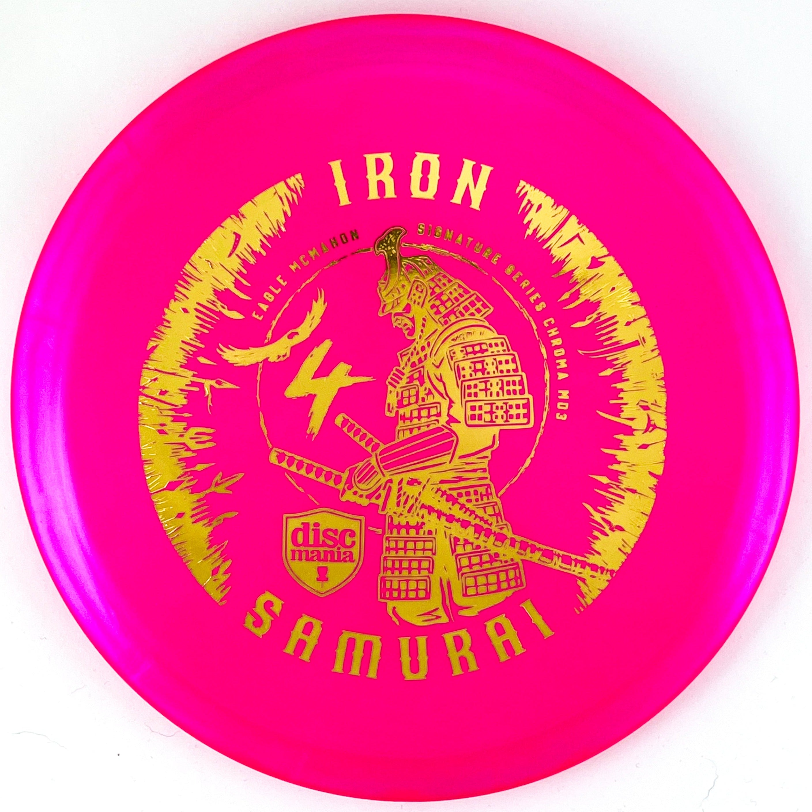 Pink Eagle McMahon Signiture Series Iron Samurai 4 Chroma MD3 disc golf midrange disc by Discmania Golf Discs.