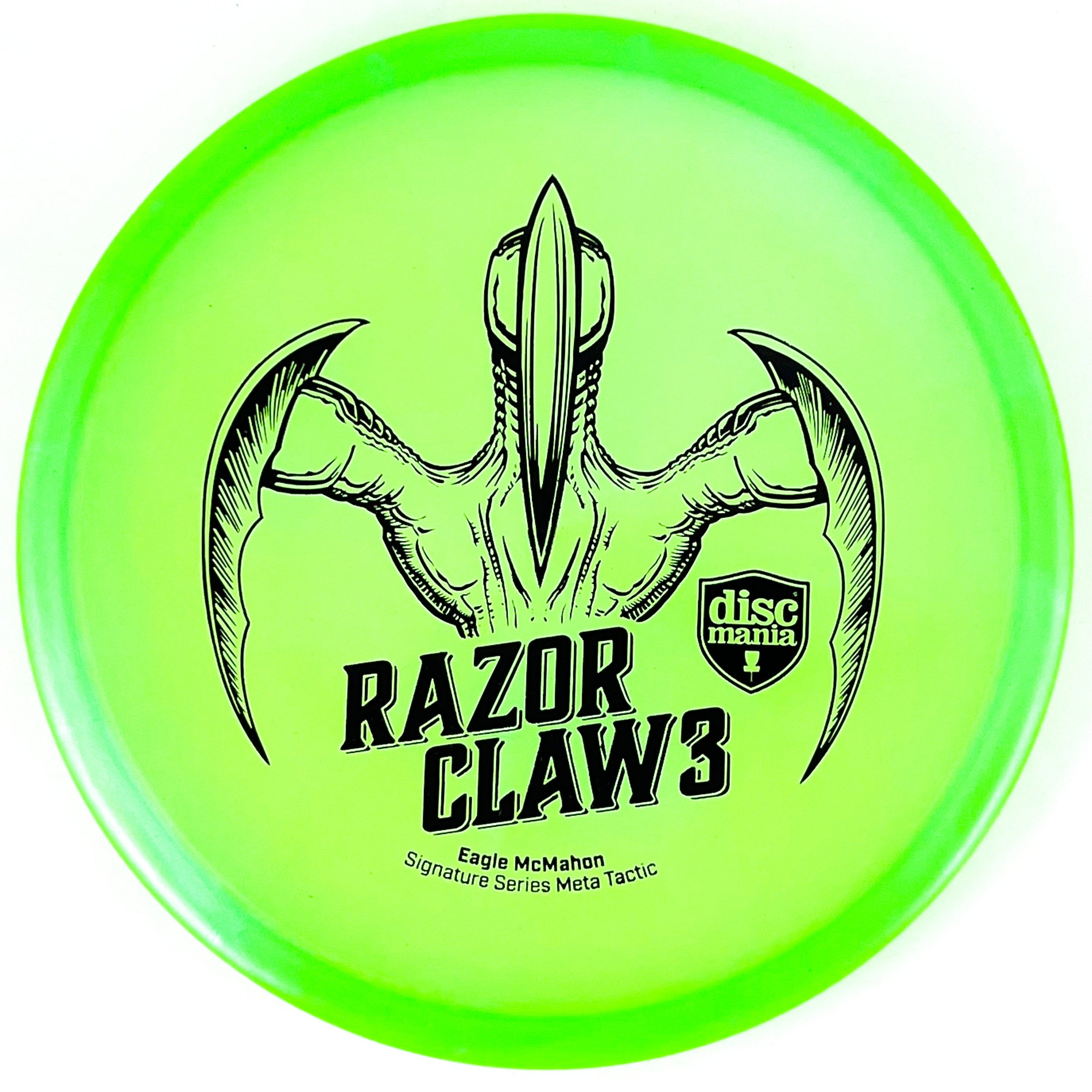 Green Eagle McMahon Signature Series Razor Claw 3 disc golf putt and approach disc by Discmania Golf Discs.